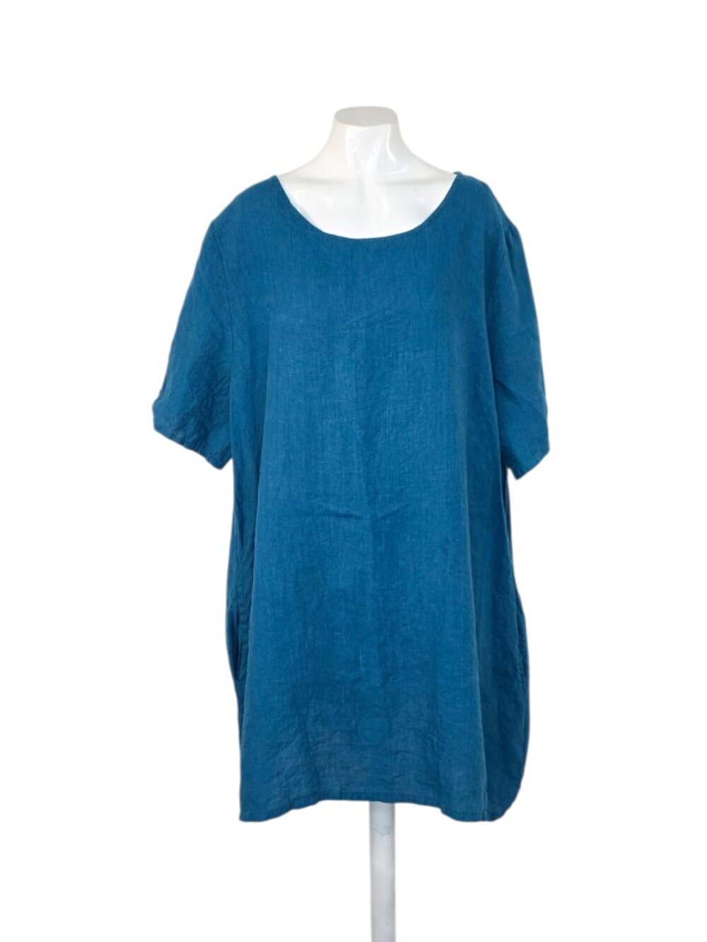 bryn Walker Teal Blue Linen Tunic Top